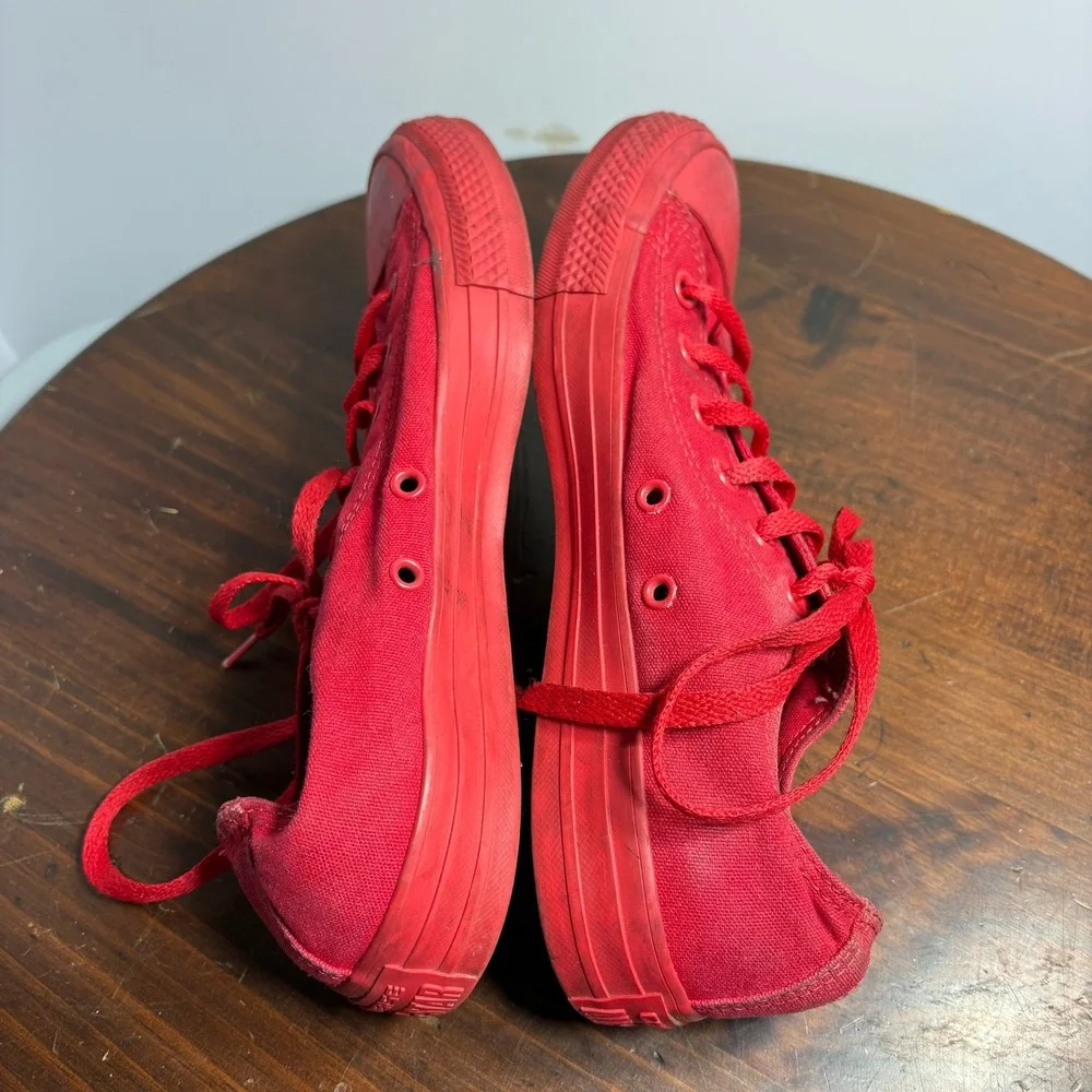 Converse Shoes Mens 6 Womens 8 Red Chuck Taylor All Star Monochrome Low Top - Picture 8 of 10